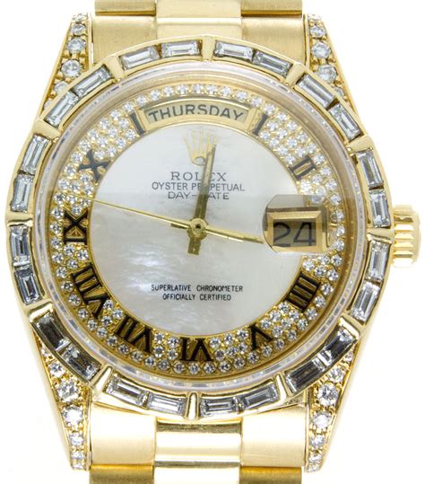 rolex baguette diamond dial|rolex president diamond bezel.